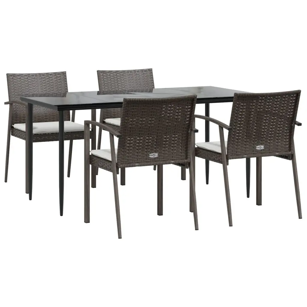 Garden Dining Set 5 Piece Outdoor Patio Furniture Cushions Brown