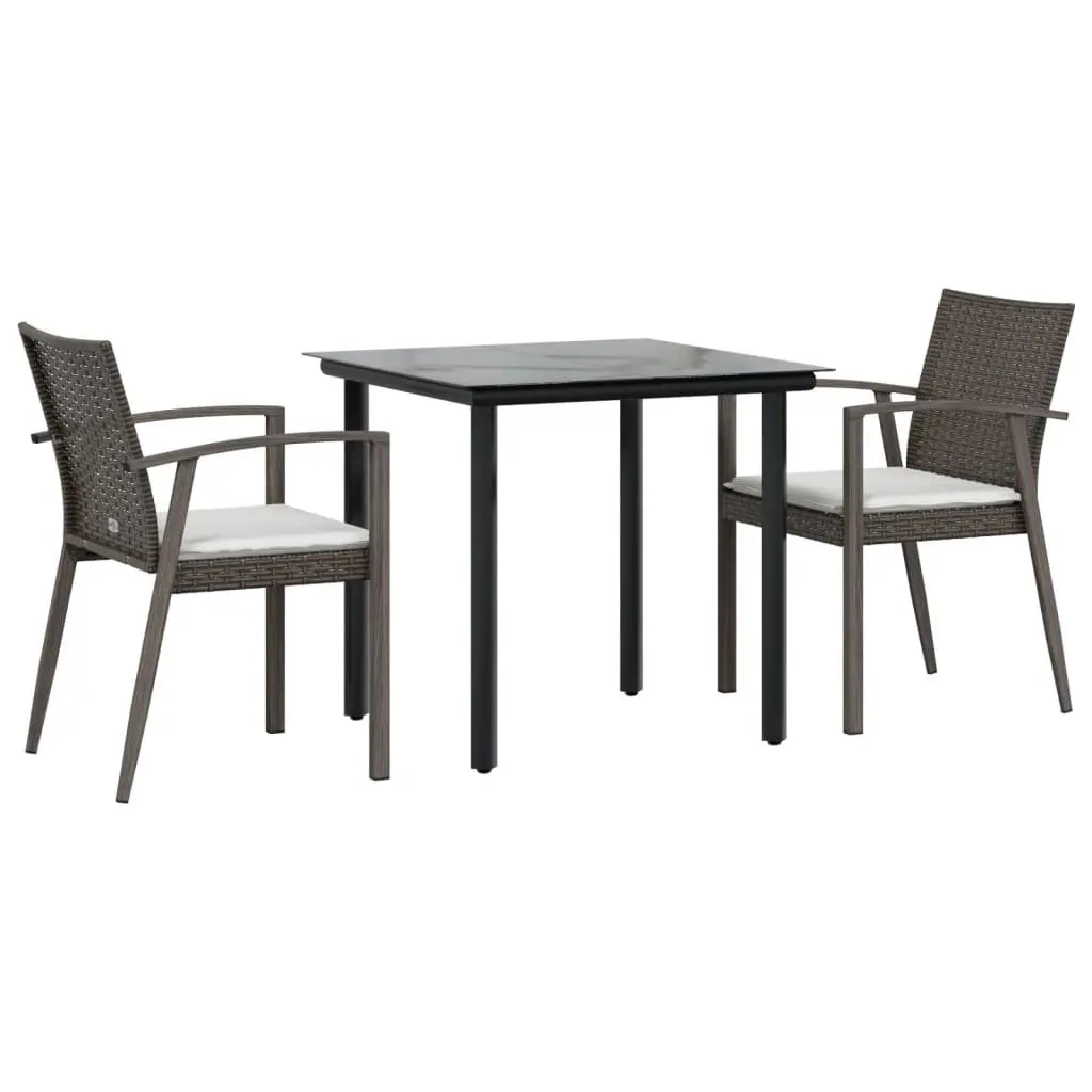 Garden Dining Set 3 Piece Outdoor Furniture Patio Table Chairs Brown