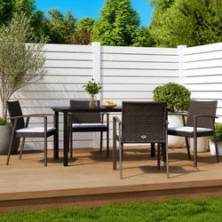 Comfortable 5-Piece Garden Dining Set with Steel Frame