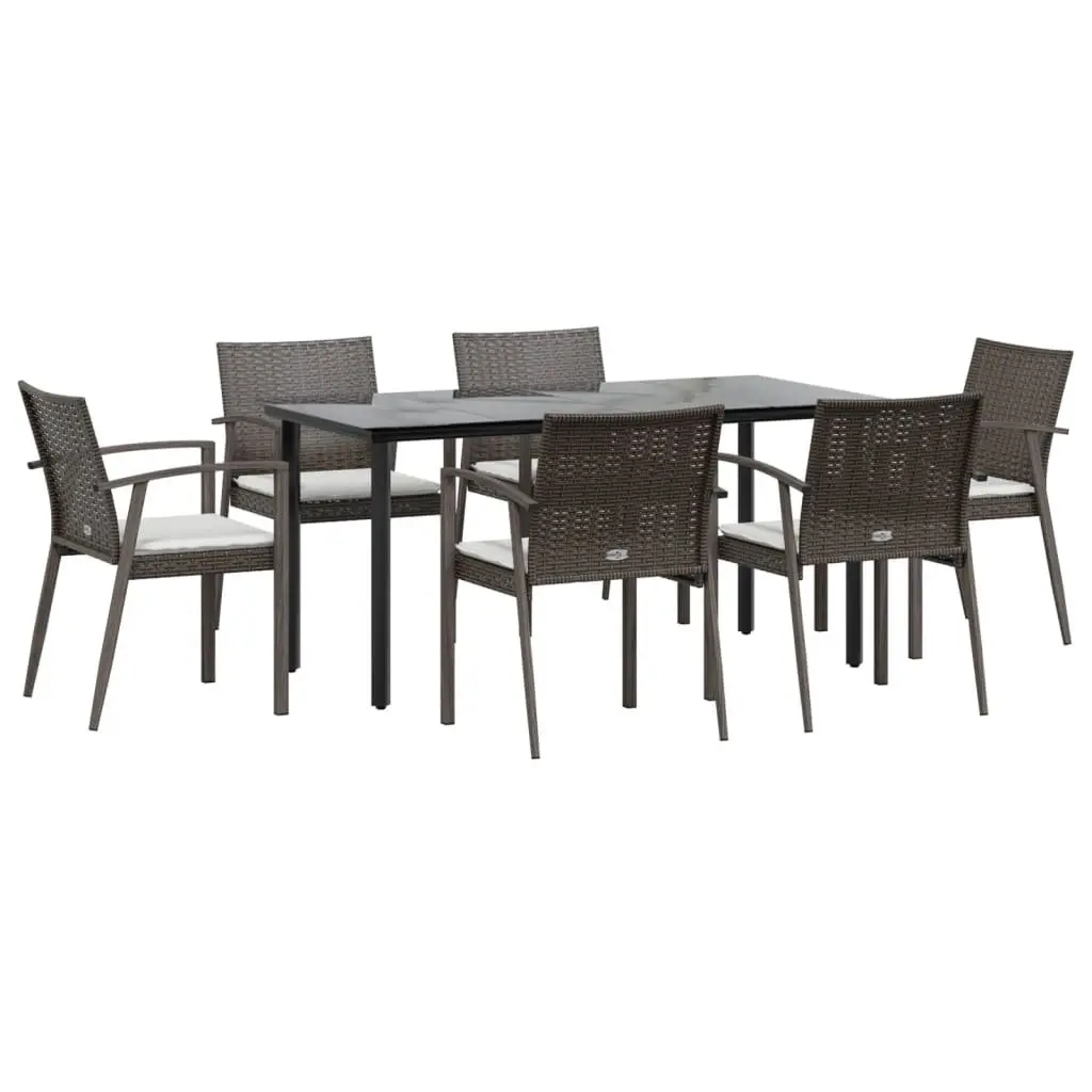 7 Piece Garden Dining Set with Steel Frame