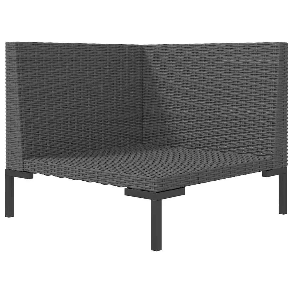 Outdoor Sectional Sofa Half Round Poly Rattan Garden Seating Grey