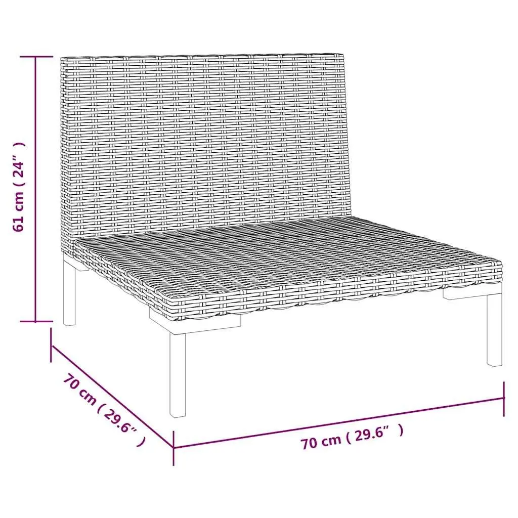 Outdoor Sectional Sofa Set 2pcs Half Round Garden Seating Grey