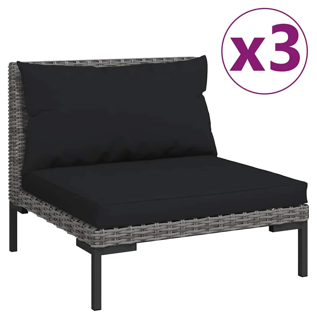 Outdoor Sectional Sofa Set 3 Piece Half Round Garden Seating Grey