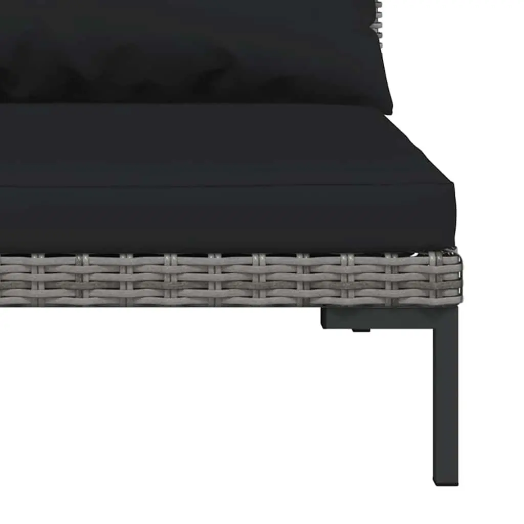 Outdoor Sectional Sofa Set 3 Piece Half Round Garden Seating Grey