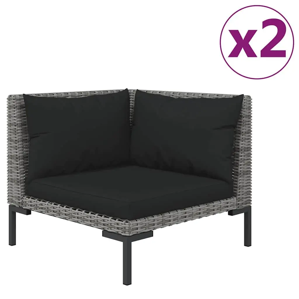 3 Piece Grey Rattan Garden Lounge Set Outdoor Seating Half Round Poly for Patio