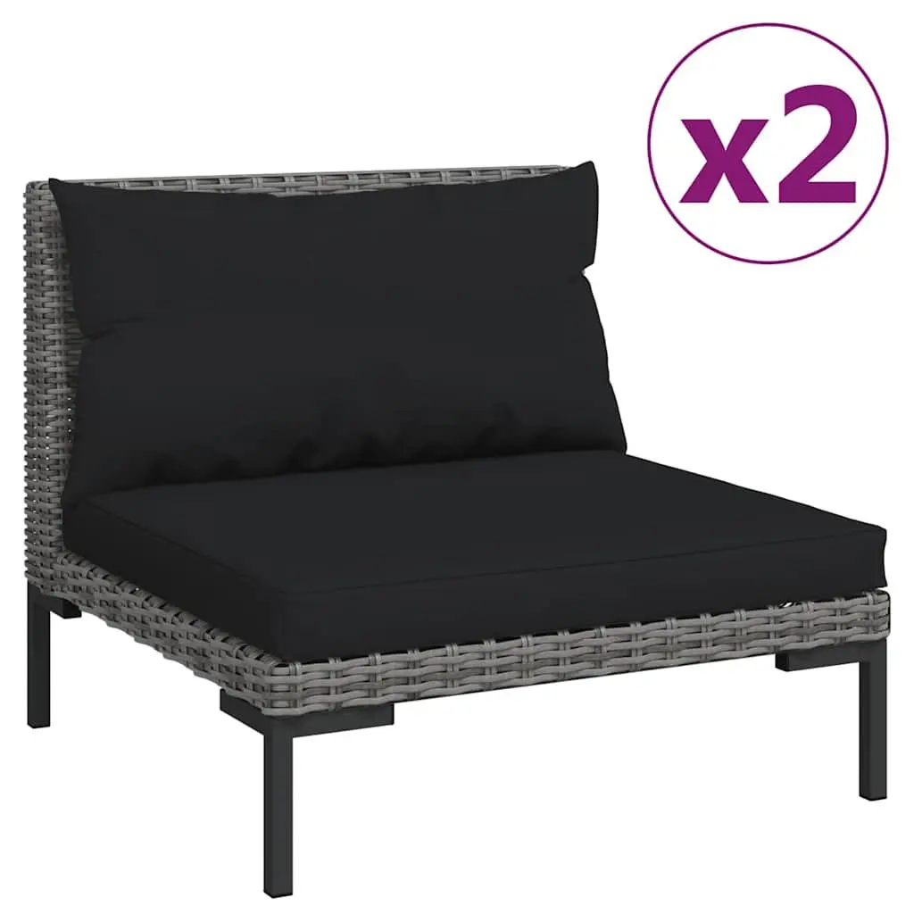 Outdoor Sectional Sofa Set 3 Piece Grey Half Round Rattan Garden Lounge Seating