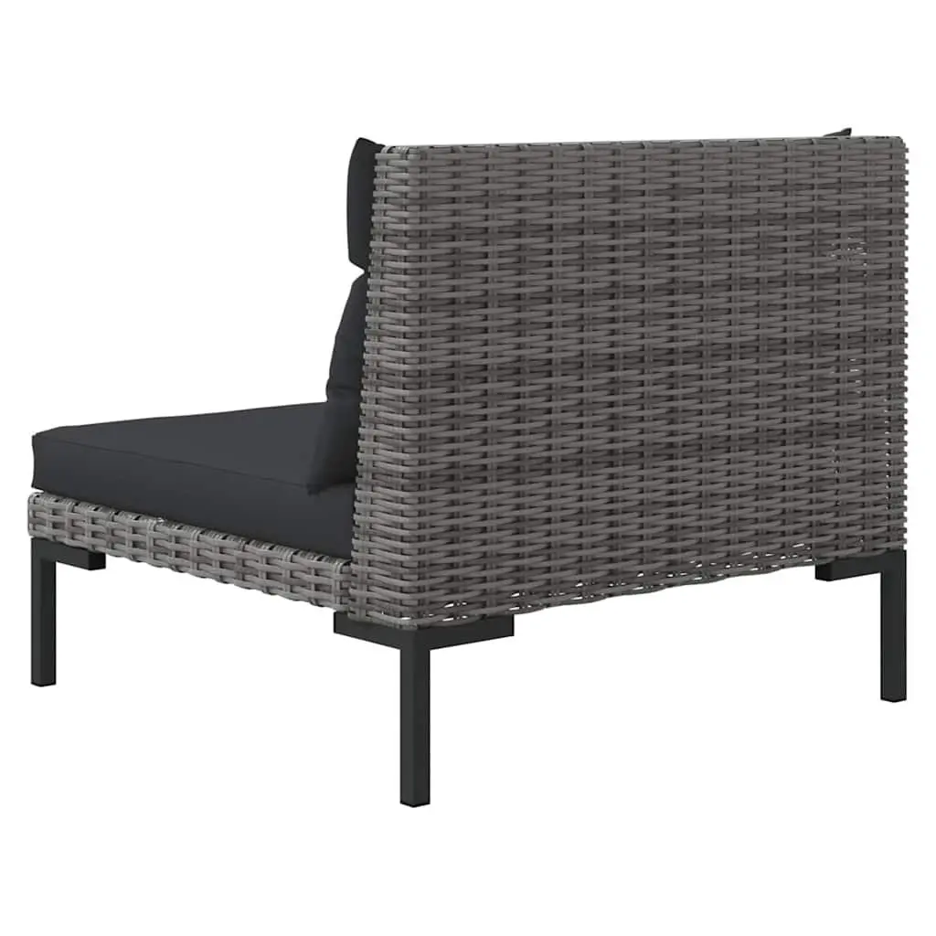 Outdoor Sectional Sofa Set 3 Piece Grey Half Round Rattan Garden Lounge Seating