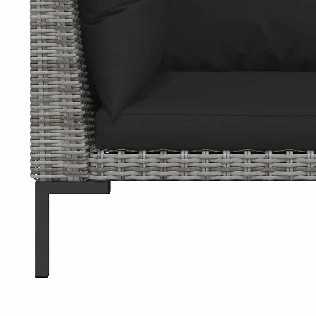Outdoor Sectional Sofa Set 3 Piece Grey Half Round Rattan Garden Lounge Seating