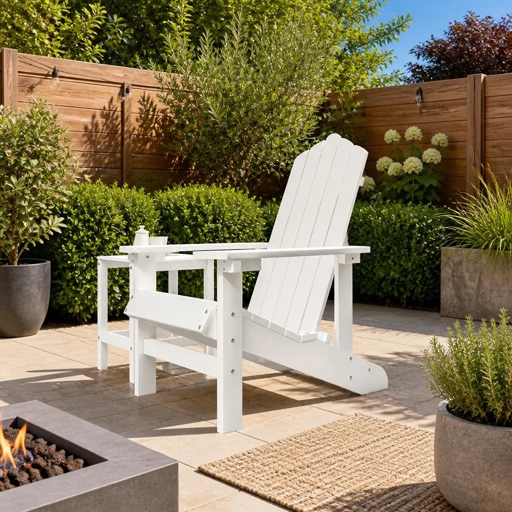 Adirondack Chair Outdoor Garden Patio Seating White Weather Resistant Armchair