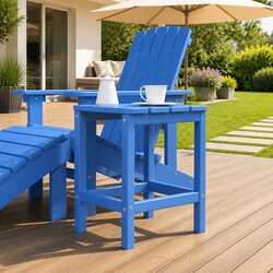 Garden Adirondack Side Table Blue Outdoor Patio Furniture Small Accent