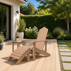 Durable Adirondack Chair with Footstool for Outdoor Use