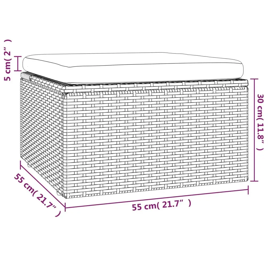 Garden Footrest Ottoman in Grey