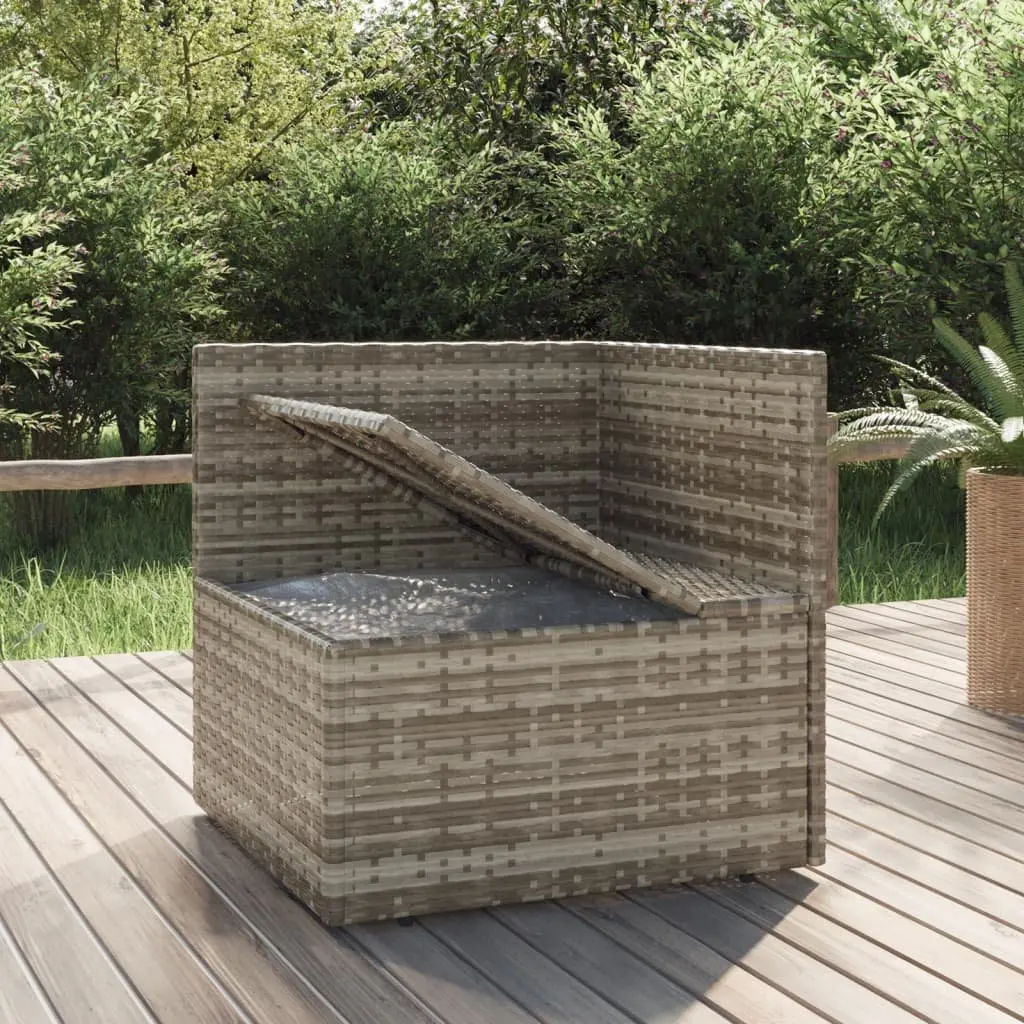 Garden Corner Sofa with Cushions Grey Poly Rattan Outdoor Seating Furniture