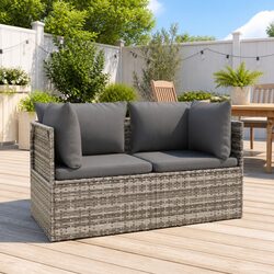 Comfortable Grey Garden Sofa for Two with Storage
