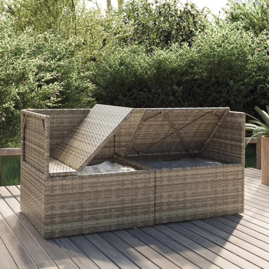 2-Seater Garden Sofa Outdoor Lounge Couch Grey Poly Rattan with Cushions