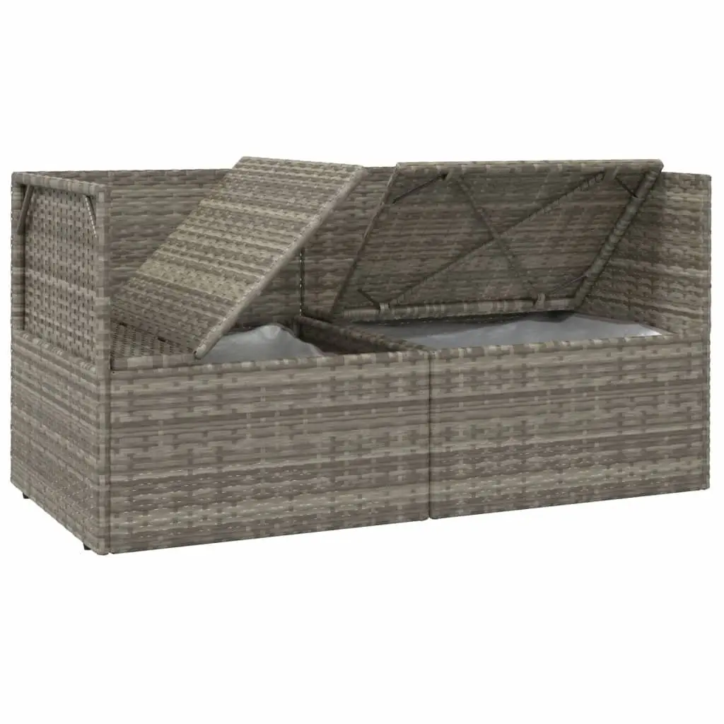 2-Seater Garden Sofa Outdoor Lounge Couch Grey Poly Rattan with Cushions