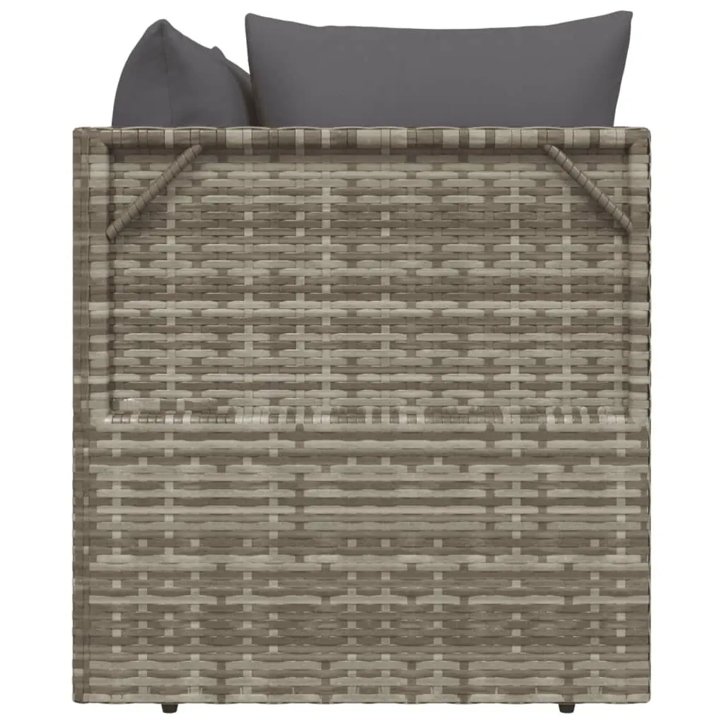 2-Seater Garden Sofa Outdoor Lounge Couch Grey Poly Rattan with Cushions
