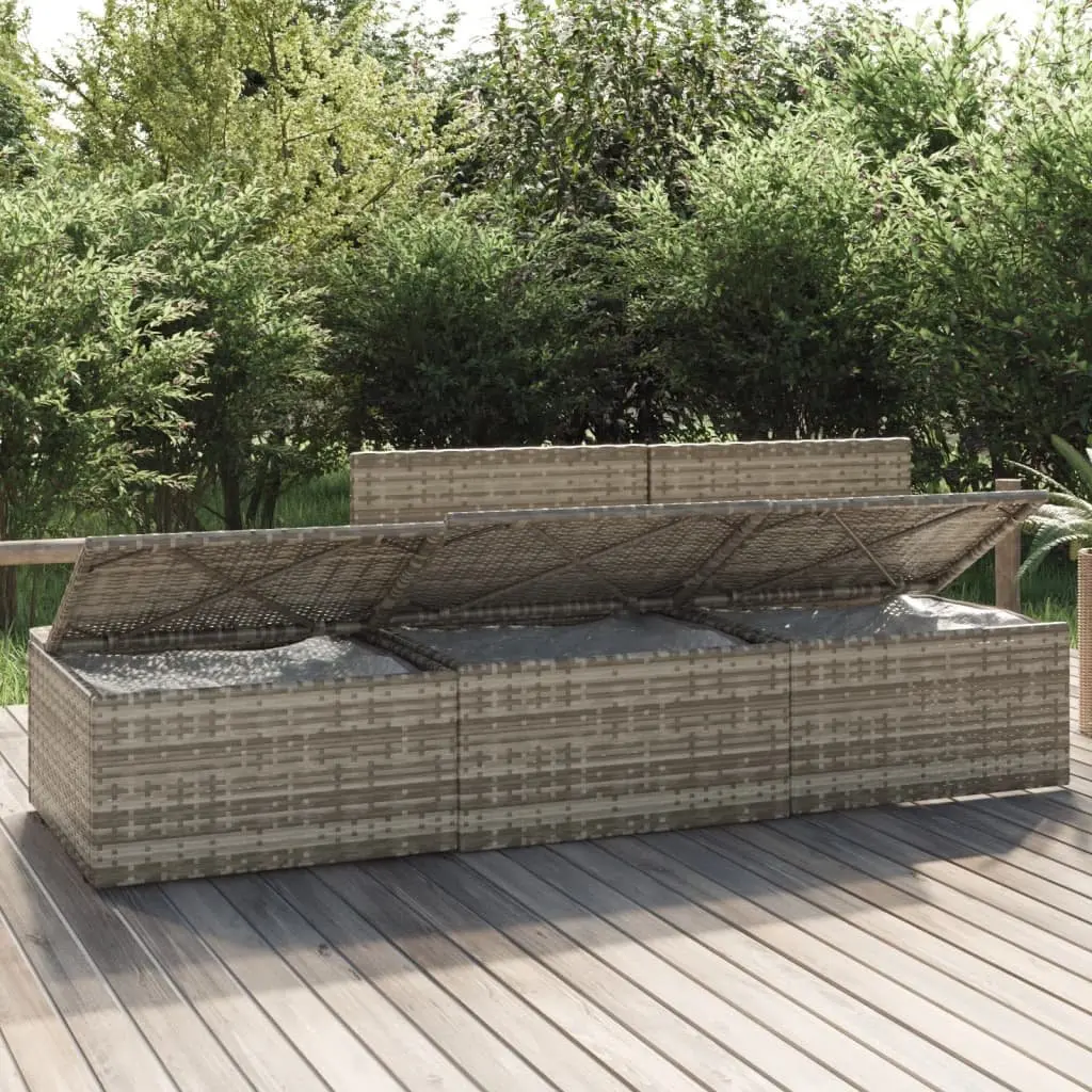 3 Piece Garden Lounge Set Outdoor Seating Grey Poly Rattan