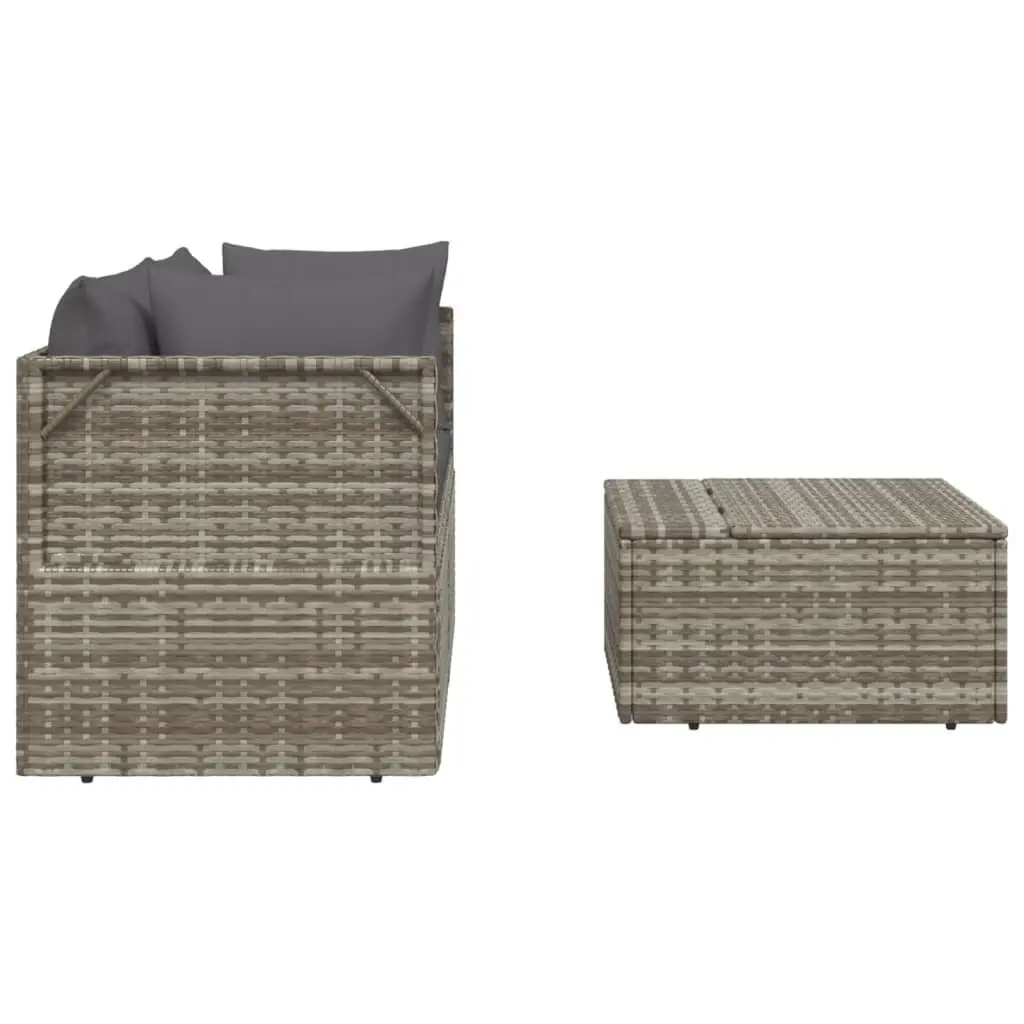 3 Piece Outdoor Sofa Set Garden Lounge with Cushions Grey Poly Rattan Furniture