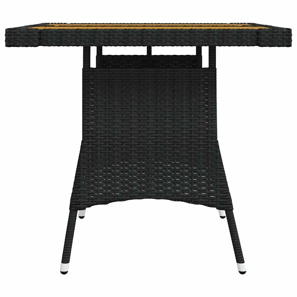Garden Dining Table Outdoor 70x70x72cm Black Acacia Wood Rattan