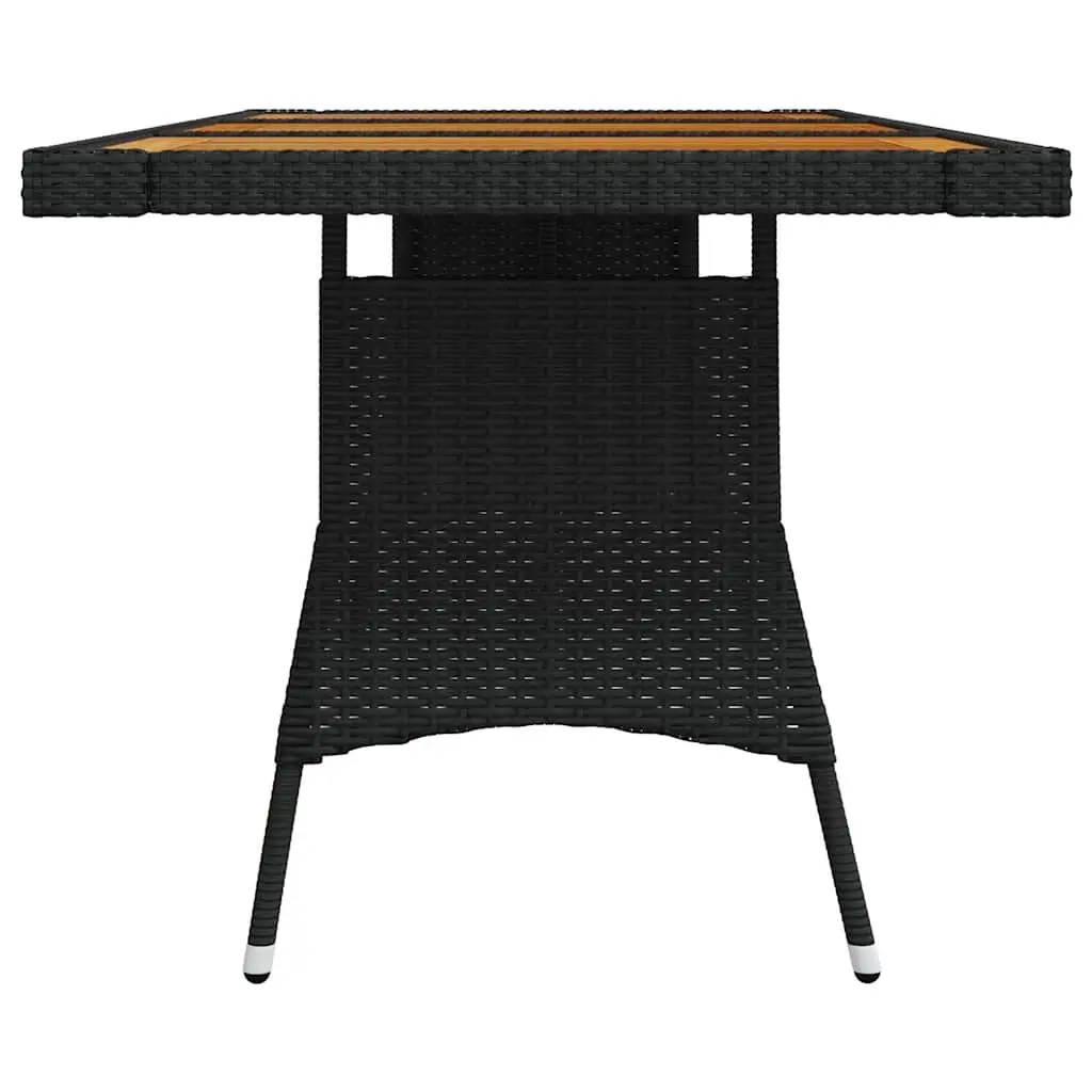 Garden Dining Table Outdoor Patio Furniture 160x70x72cm Black PE Rattan Wood