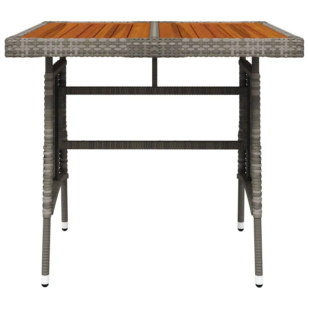 Garden Table Grey Outdoor Dining 70 x 70 x 72 cm Poly Rattan Acacia Wood