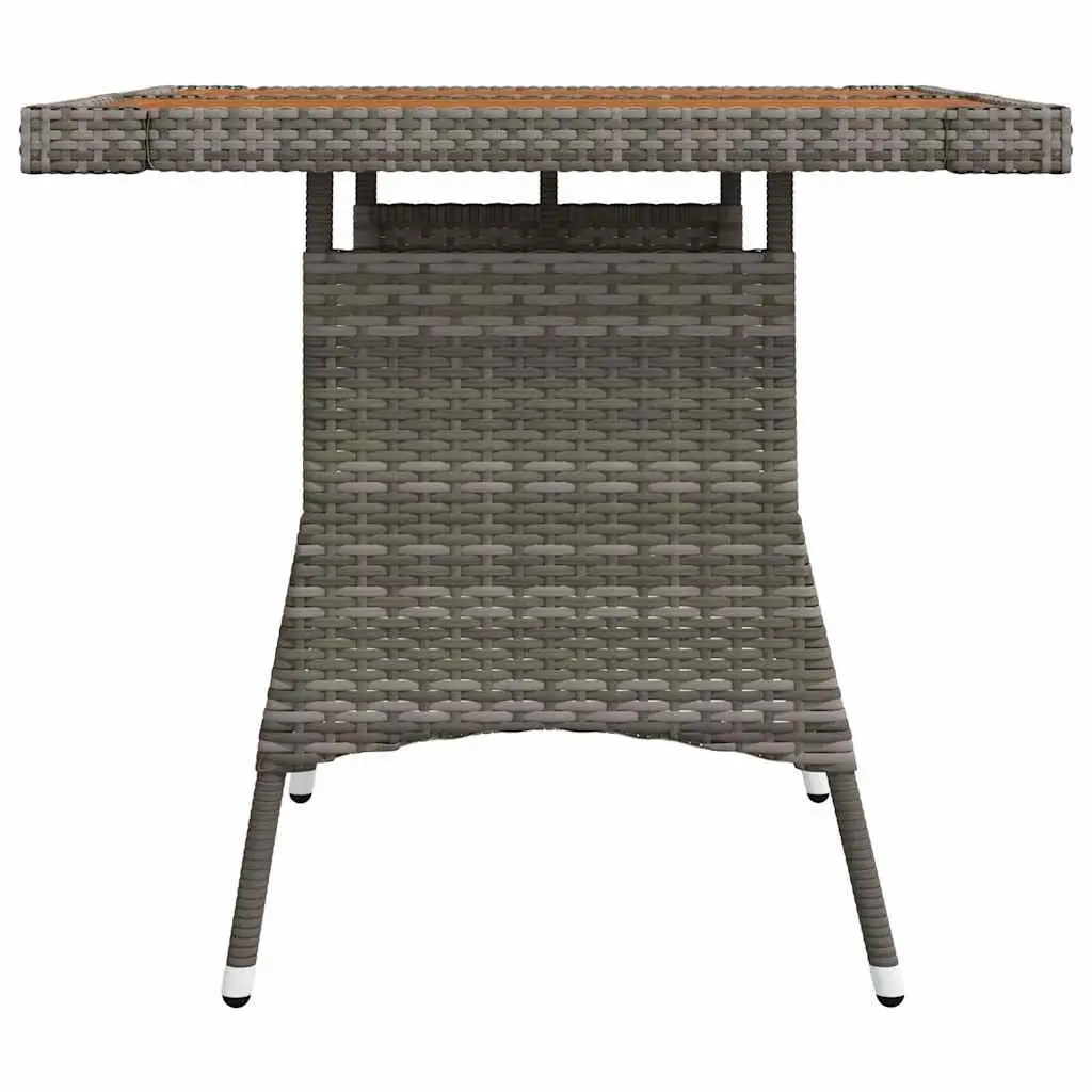 Garden Table Grey Outdoor Dining 70 x 70 x 72 cm Poly Rattan Acacia Wood