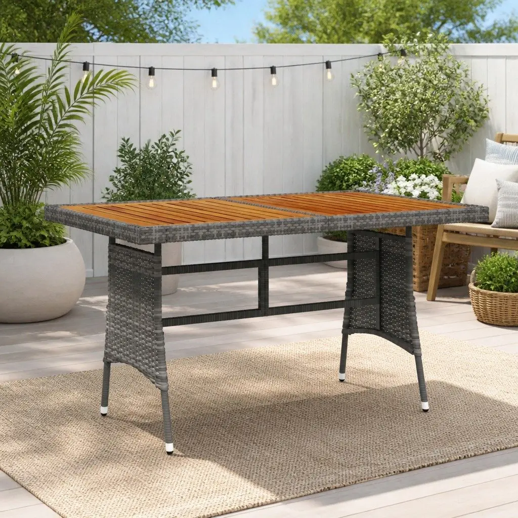 Grey Outdoor Dining Table 130x70x72cm