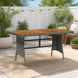 Garden Dining Table Grey 130x70x72cm Outdoor Patio Furniture with Rattan