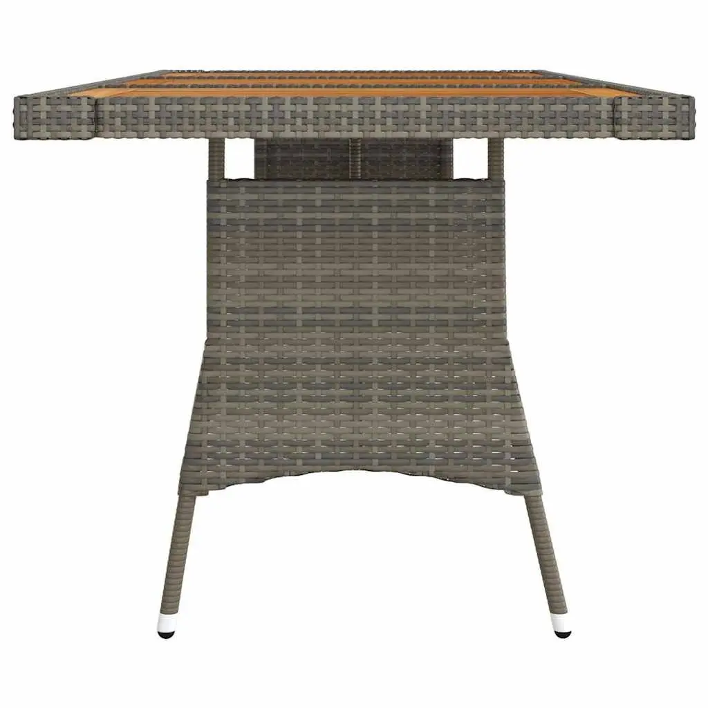 Outdoor Dining Table Grey Acacia Wood PE Rattan Steel Frame 160 x 70 x 72 cm