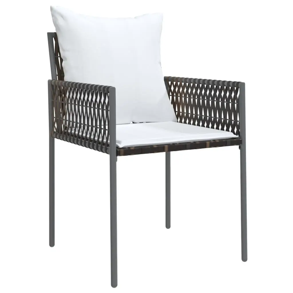Garden Dining Set 3 Piece Outdoor Furniture PE Rattan Steel Frame Brown