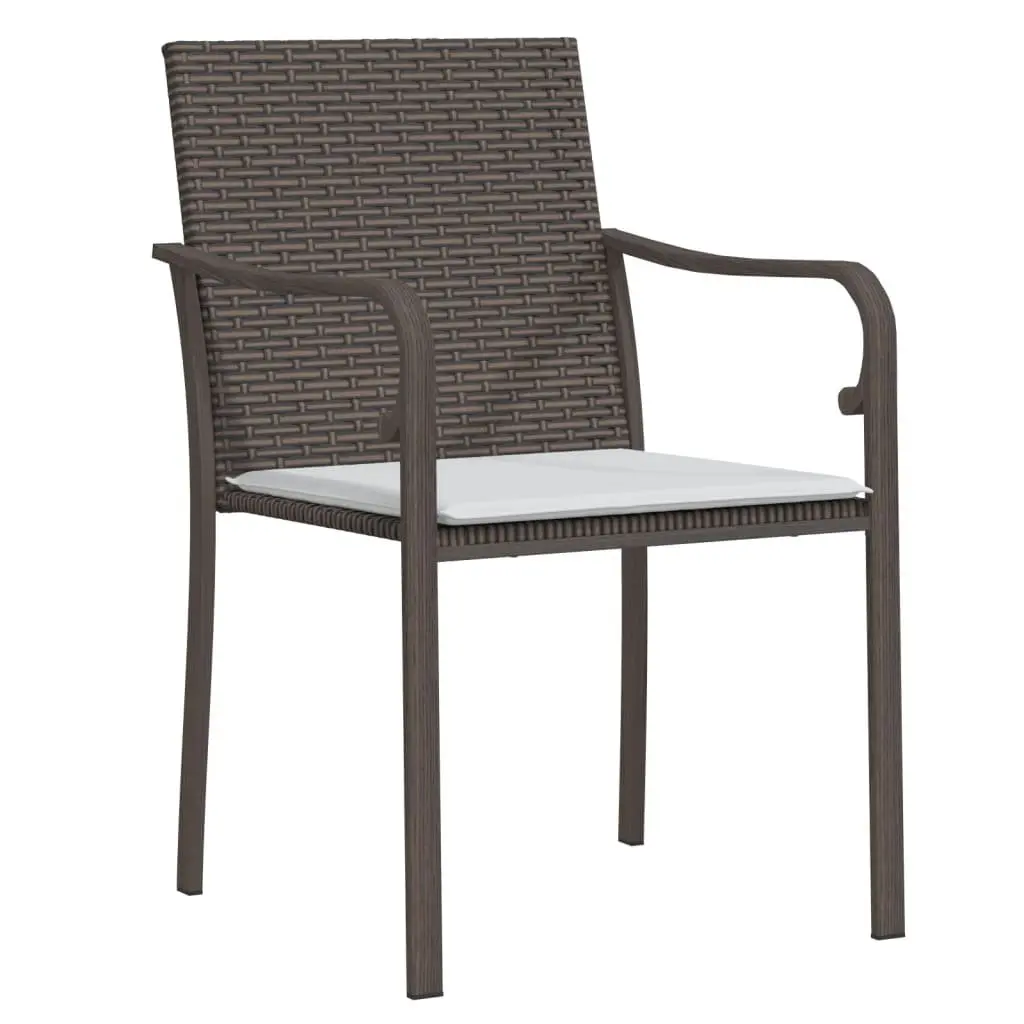 Outdoor Garden Chairs Set 4 pcs Brown Poly Rattan Patio Seating with Cushions