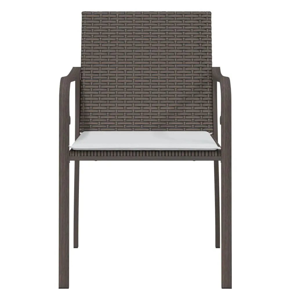Outdoor Garden Chairs Set 4 pcs Brown Poly Rattan Patio Seating with Cushions