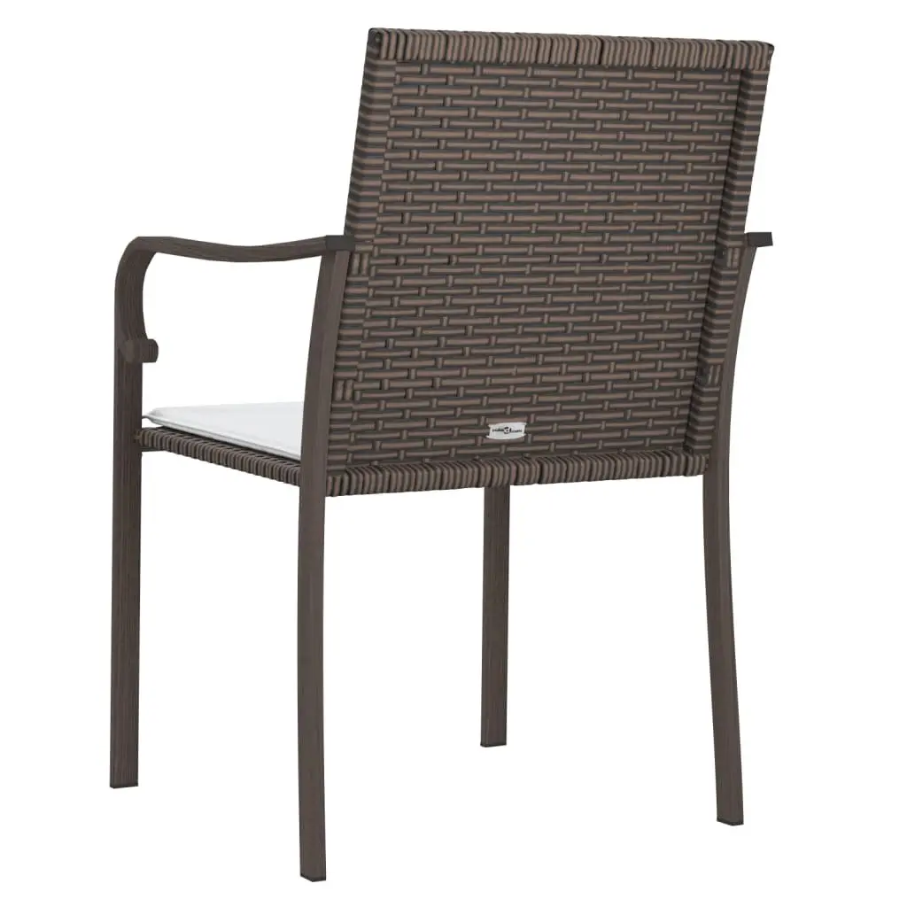 Outdoor Garden Chairs Set 4 pcs Brown Poly Rattan Patio Seating with Cushions