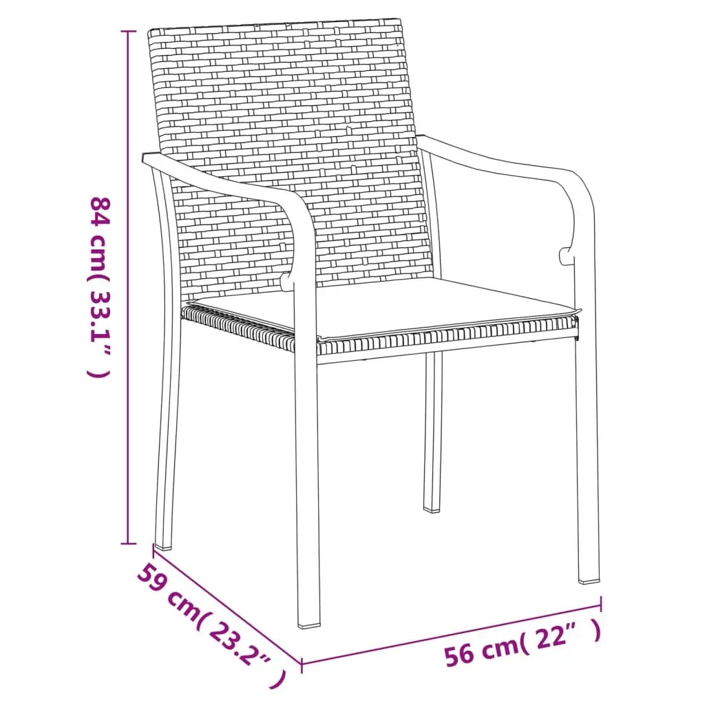Outdoor Garden Chairs Set 4 pcs Brown Poly Rattan Patio Seating with Cushions
