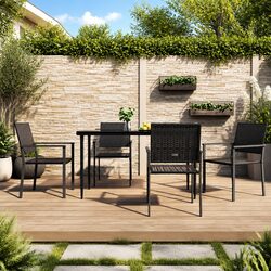 Quality Set of 4 Black Outdoor Chairs for Your Garden
