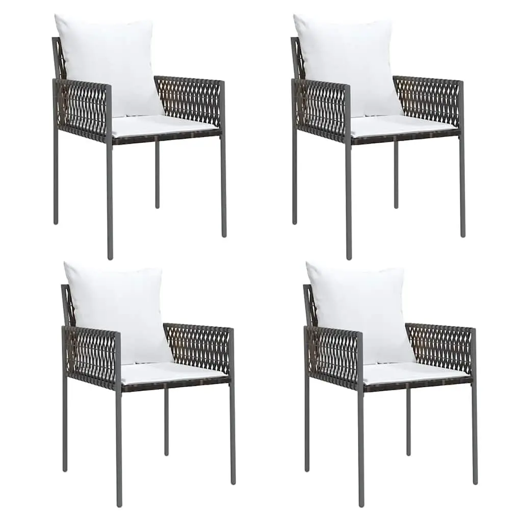 Garden Chairs 4pcs Brown Outdoor Seating PE Rattan Steel Frame with Cushions