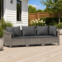 Comfortable 3 Piece Grey Poly Rattan Lounge Set
