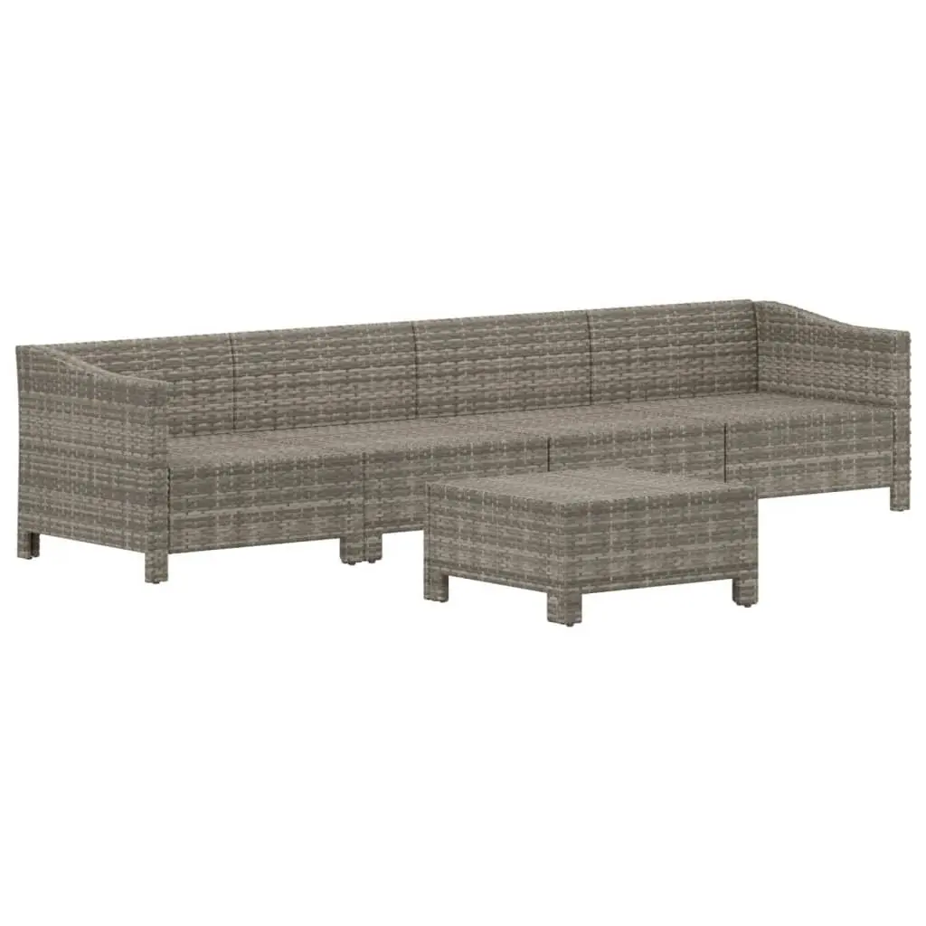 5 Piece Outdoor Garden Lounge Set Grey Poly Rattan Furniture