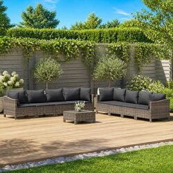 Reliable 9 Piece Garden Lounge Set with Cushions