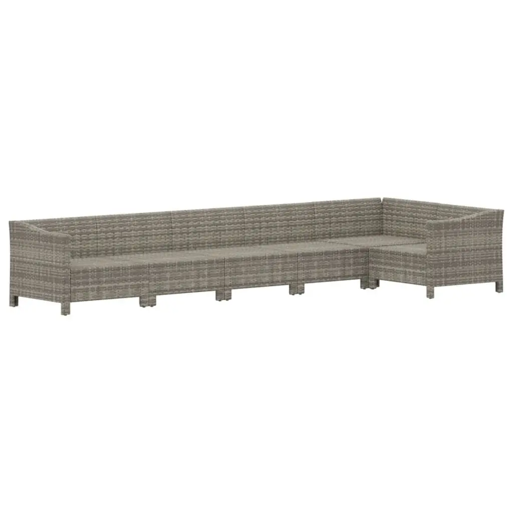 Garden Lounge Set 6 Piece Outdoor Furniture Grey Poly Rattan Modular Cushioned