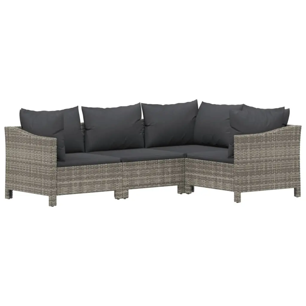 Garden Lounge Set 6 Piece Outdoor Furniture Grey Poly Rattan Modular Cushioned