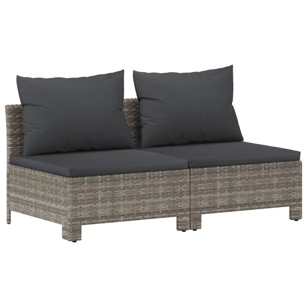 Garden Lounge Set 6 Piece Outdoor Furniture Grey Poly Rattan Modular Cushioned