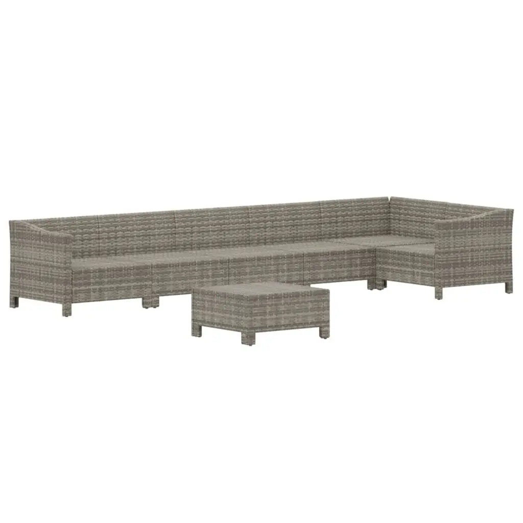 7 Piece Garden Lounge Set Outdoor Furniture Grey PE Rattan with Cushions