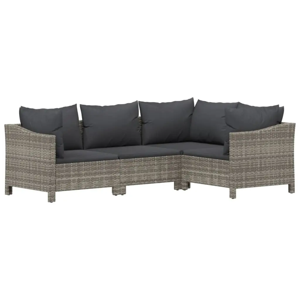 7 Piece Garden Lounge Set Outdoor Furniture Grey PE Rattan with Cushions