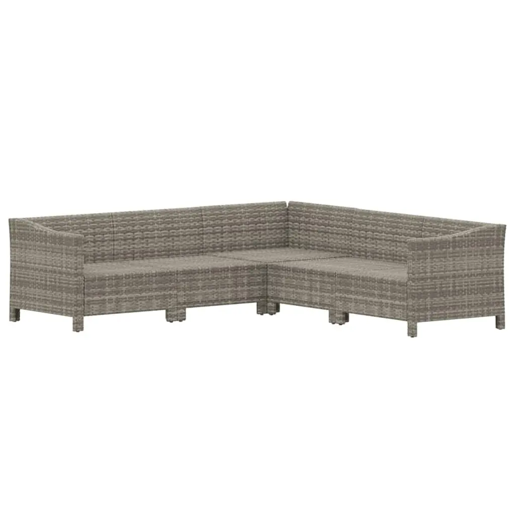 Garden Lounge Set 5 Piece Outdoor Furniture Grey Poly Rattan