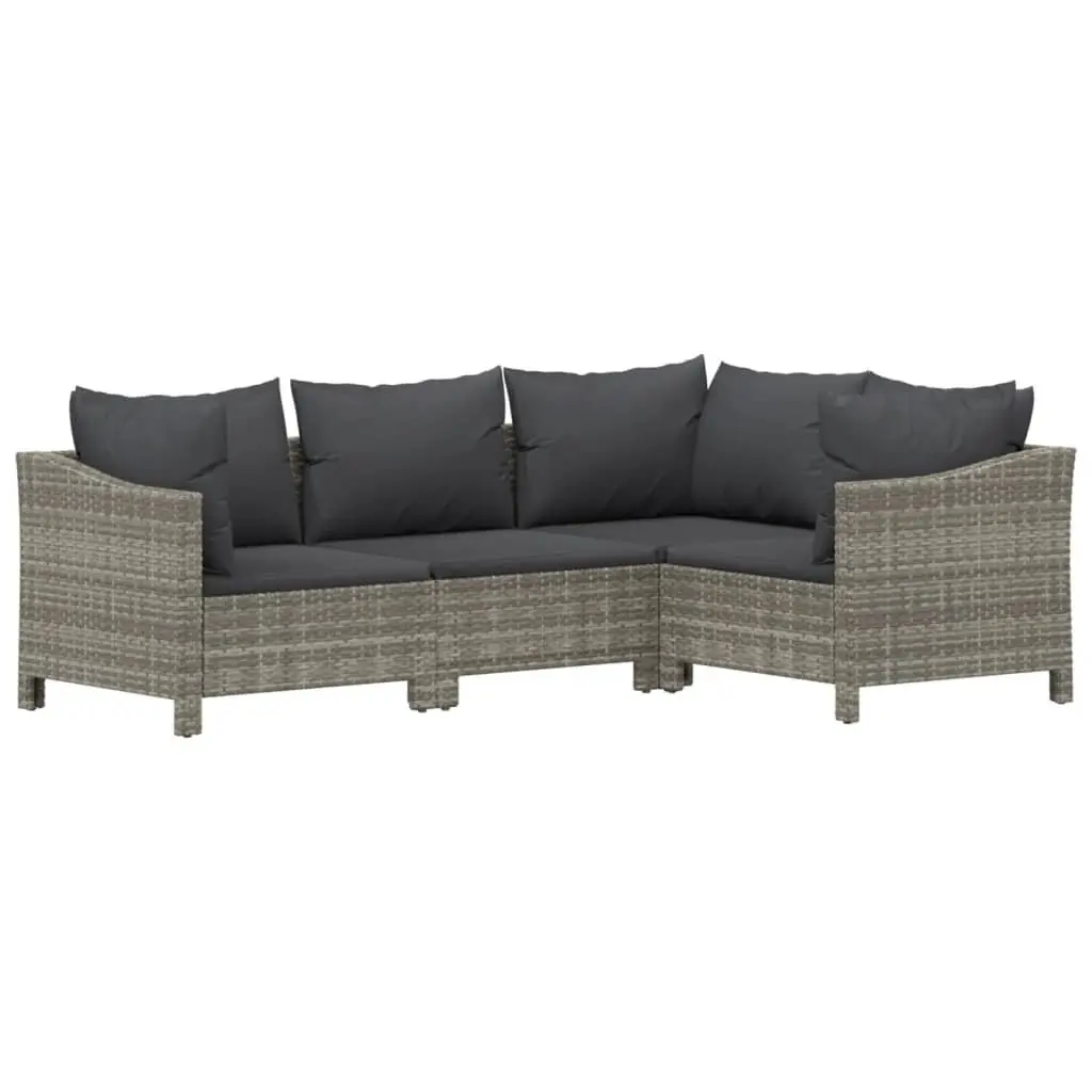 Garden Lounge Set 6 Piece Outdoor Furniture Grey Poly Rattan with Cushions