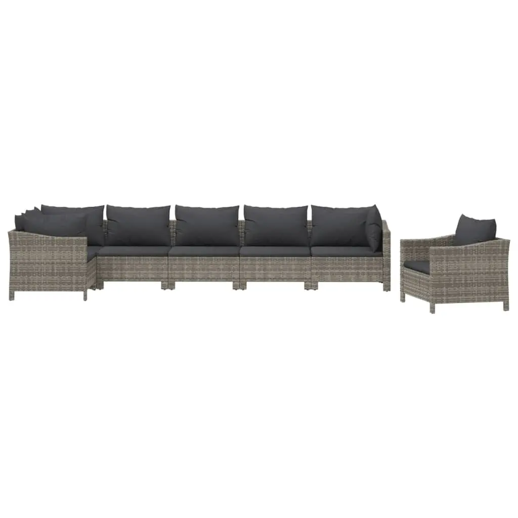 Garden Lounge Set 7 Piece Outdoor Furniture Grey Poly Rattan