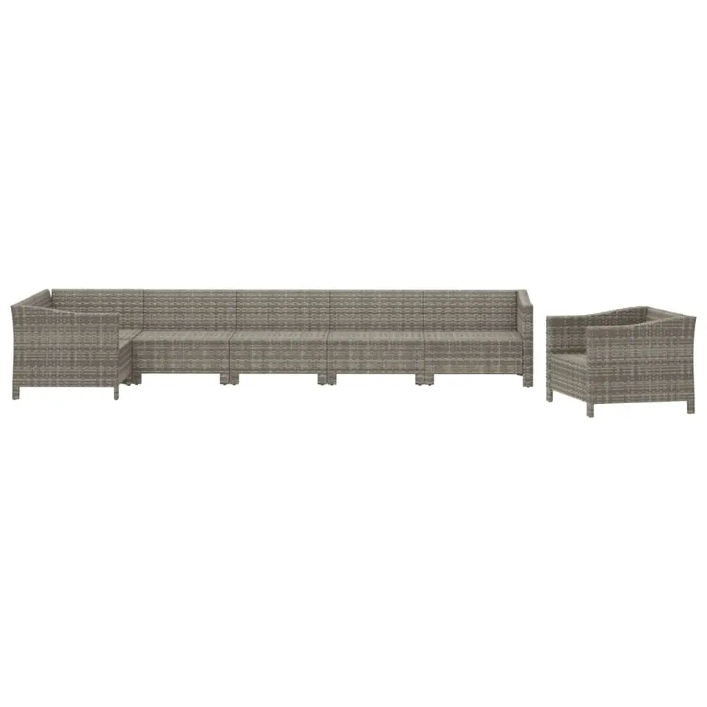 Garden Lounge Set 7 Piece Outdoor Furniture Grey Poly Rattan