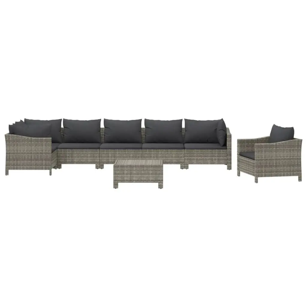 Garden Lounge Set 8 Piece Outdoor Furniture Modular Grey Poly Rattan Cushions